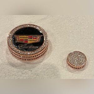 CADILLAC Bling Rose Gold & Black Center Console Multimedia Navigation Knob Cover